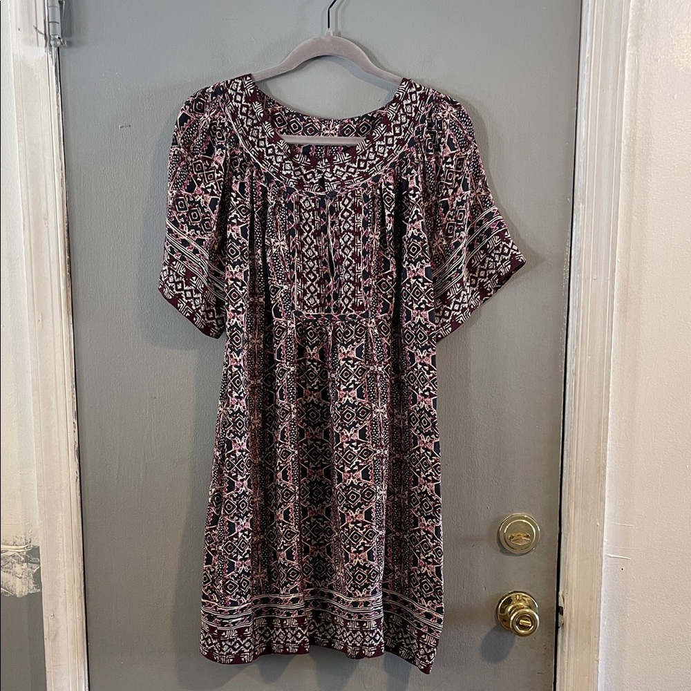 Calypso‎ St. Barth silk geometric boho chic flowy peasant dress Small